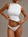SHEIN XLLAIS Camiseta informal de cuello redondo, sin mangas, color blanco liso, doble capa - Quierox - Tienda Online