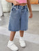 SHEIN Young Girl' Y2K shorts vaqueros holgados azules con lazo rosa bordado - Quierox - Tienda Online