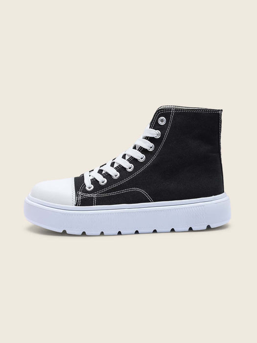 SHEIN Zapatillas altas de lona para mujer, transpirables, cómodas, ligeras, con suela gruesa - Quierox - Tienda Online