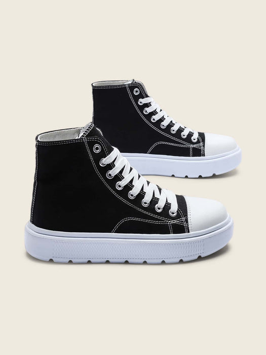 SHEIN Zapatillas altas de lona para mujer, transpirables, cómodas, ligeras, con suela gruesa - Quierox - Tienda Online