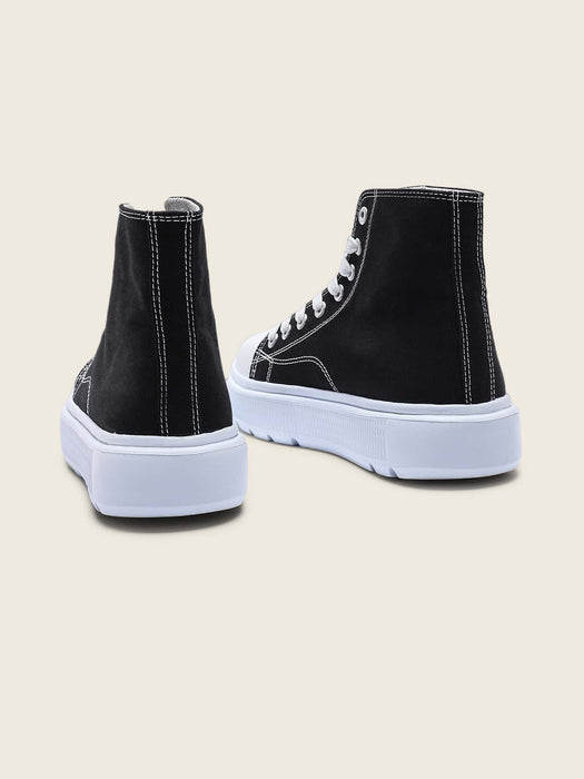 SHEIN Zapatillas altas de lona para mujer, transpirables, cómodas, ligeras, con suela gruesa - Quierox - Tienda Online