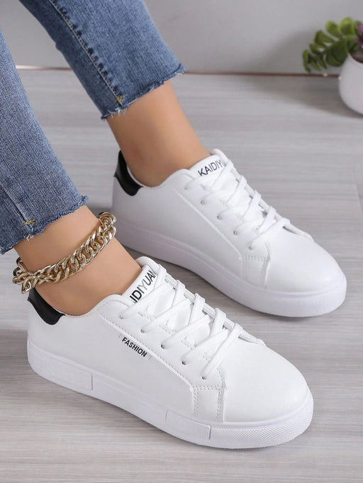 SHEIN Zapatillas blancas para mujer, zapatos casuales con plataforma, diseño de suela gruesa - Quierox - Tienda Online