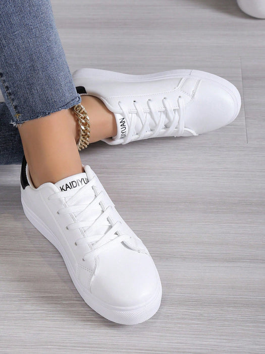 SHEIN Zapatillas blancas para mujer, zapatos casuales con plataforma, diseño de suela gruesa - Quierox - Tienda Online