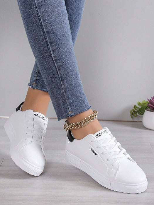 SHEIN Zapatillas blancas para mujer, zapatos casuales con plataforma, diseño de suela gruesa - Quierox - Tienda Online