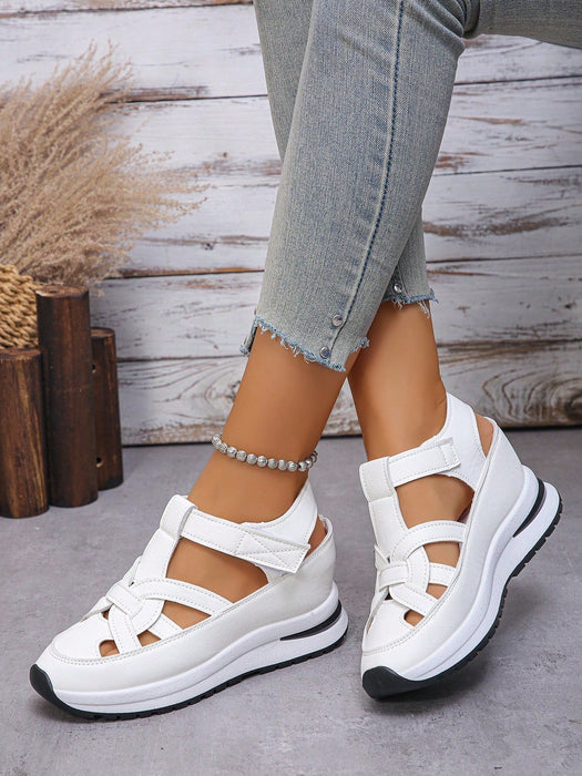 Shein Zapatillas de cuña con plataforma para mujer de otoño/invierno, zapatos casuales planos - Quierox - Tienda Online