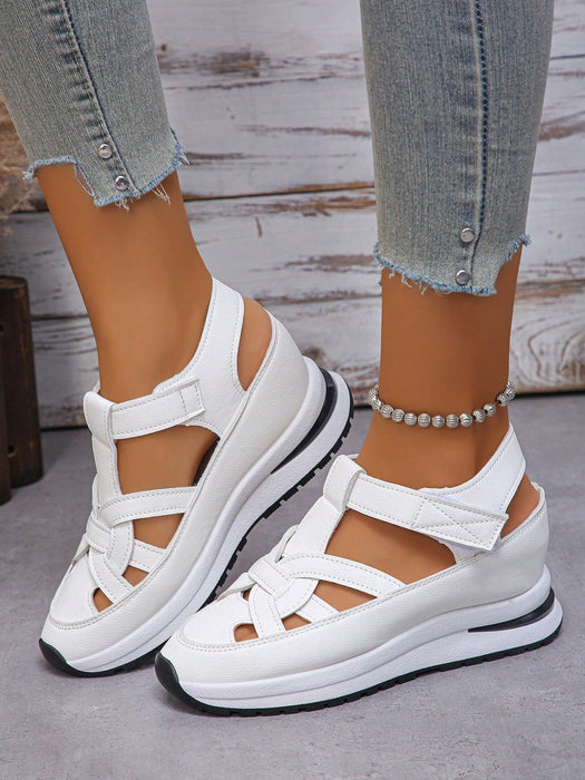 Shein Zapatillas de cuña con plataforma para mujer de otoño/invierno, zapatos casuales planos - Quierox - Tienda Online