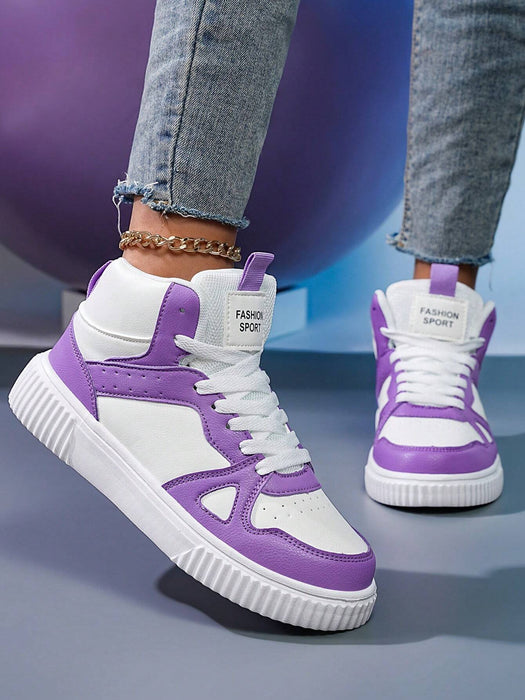 SHEIN Zapatillas deportivas casuales de caña alta para mujer, ideales para primavera/otoño - Quierox - Tienda Online