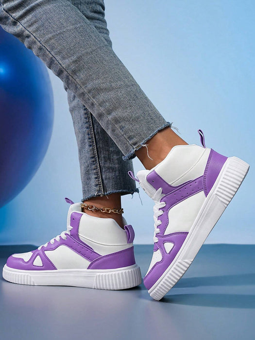 SHEIN Zapatillas deportivas casuales de caña alta para mujer, ideales para primavera/otoño - Quierox - Tienda Online