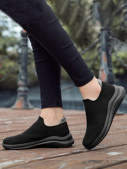 SHEIN Zapatillas deportivas cómodas para mujer, de talla grande, transpirables, de punto - Quierox - Tienda Online