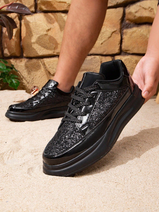 SHEIN Zapatillas deportivas de cordones negras con diamantes - Quierox - Tienda Online
