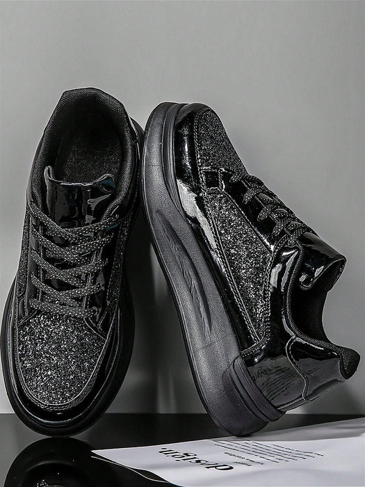 SHEIN Zapatillas deportivas de cordones negras con diamantes - Quierox - Tienda Online
