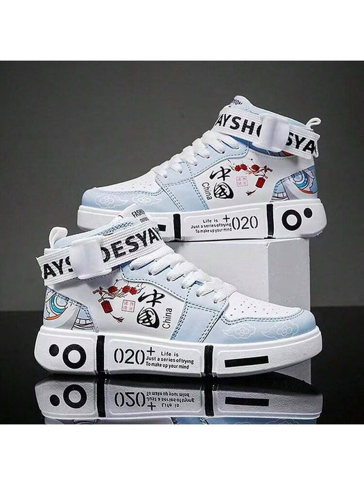 Shein Zapatillas deportivas informales para hombre, zapatillas de caña media con grafiti - Quierox - Tienda Online