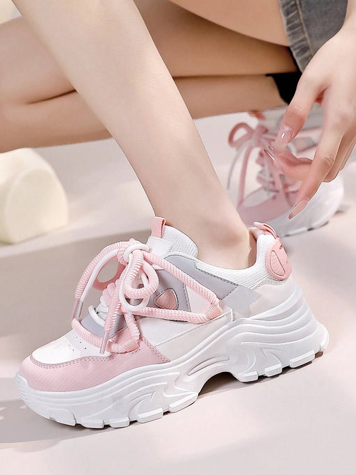 SHEIN Zapatillas deportivas rosa de plataforma para mujer - Quierox - Tienda Online