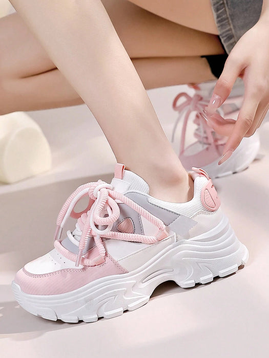 SHEIN Zapatillas deportivas rosa de plataforma para mujer - Quierox - Tienda Online