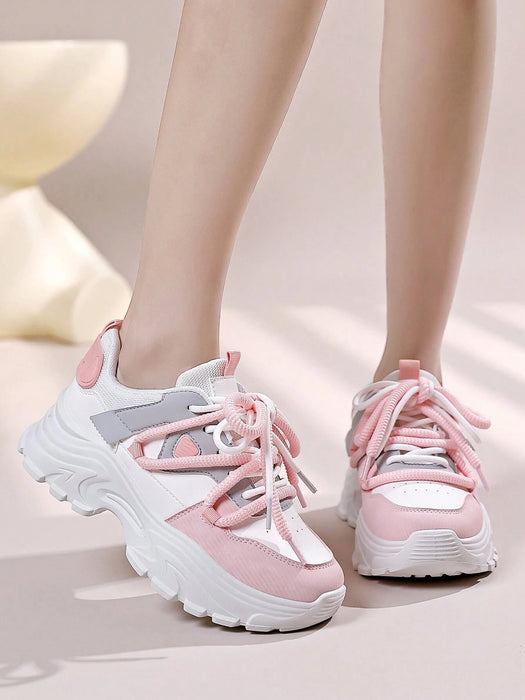 SHEIN Zapatillas deportivas rosa de plataforma para mujer - Quierox - Tienda Online