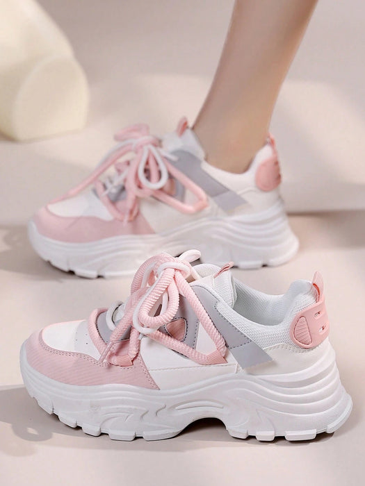 SHEIN Zapatillas deportivas rosa de plataforma para mujer - Quierox - Tienda Online