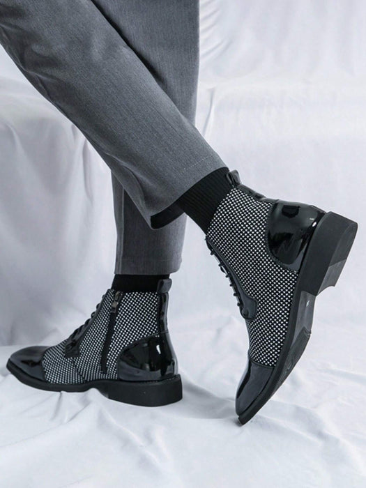 Shein Zapatos Chelsea de cuero para hombre de otoño e invierno de Barber en blanco y negro de diseñador - Quierox - Tienda Online