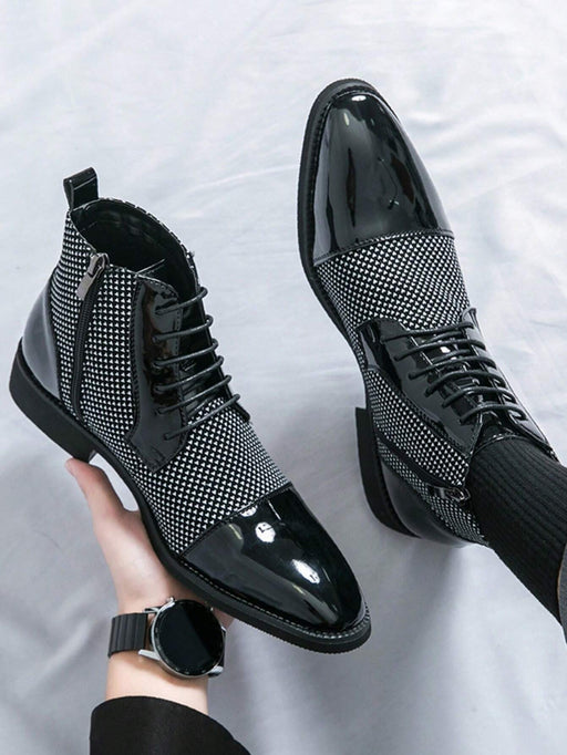 Shein Zapatos Chelsea de cuero para hombre de otoño e invierno de Barber en blanco y negro de diseñador - Quierox - Tienda Online