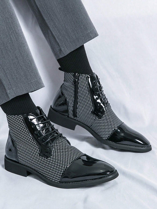 Shein Zapatos Chelsea de cuero para hombre de otoño e invierno de Barber en blanco y negro de diseñador - Quierox - Tienda Online