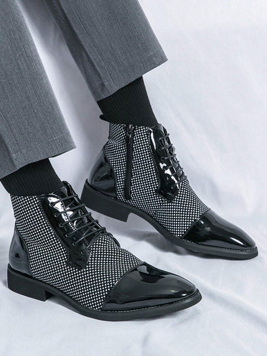 Shein Zapatos Chelsea de cuero para hombre de otoño e invierno de Barber en blanco y negro de diseñador - Quierox - Tienda Online