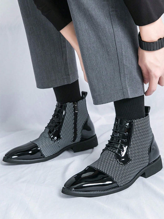 Shein Zapatos Chelsea de cuero para hombre de otoño e invierno de Barber en blanco y negro de diseñador - Quierox - Tienda Online