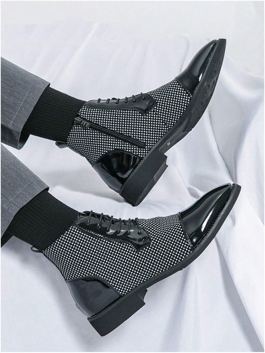 Shein Zapatos Chelsea de cuero para hombre de otoño e invierno de Barber en blanco y negro de diseñador - Quierox - Tienda Online