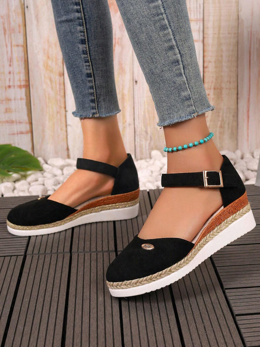 Shein Zapatos de paja tejida para mujer con correa de hebilla y plataforma - Quierox - Tienda Online