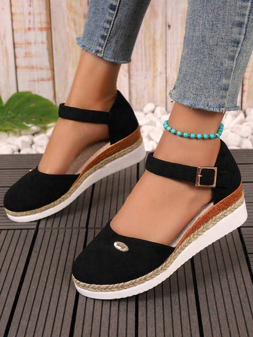 Shein Zapatos de paja tejida para mujer con correa de hebilla y plataforma - Quierox - Tienda Online