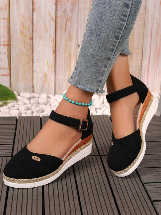 Shein Zapatos de paja tejida para mujer con correa de hebilla y plataforma - Quierox - Tienda Online