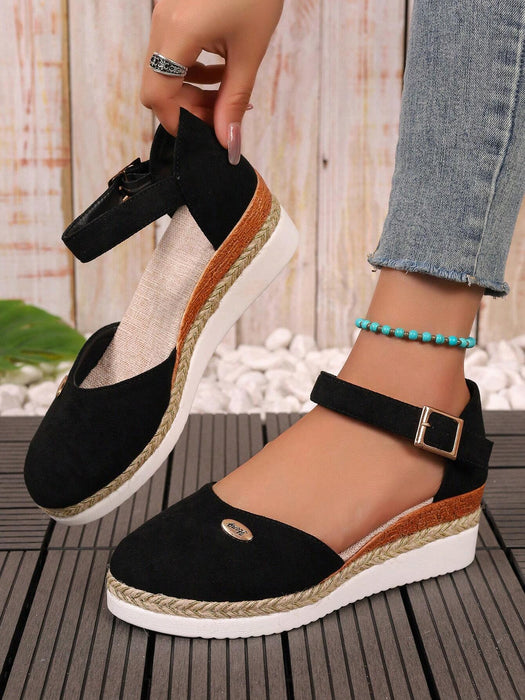 Shein Zapatos de paja tejida para mujer con correa de hebilla y plataforma - Quierox - Tienda Online