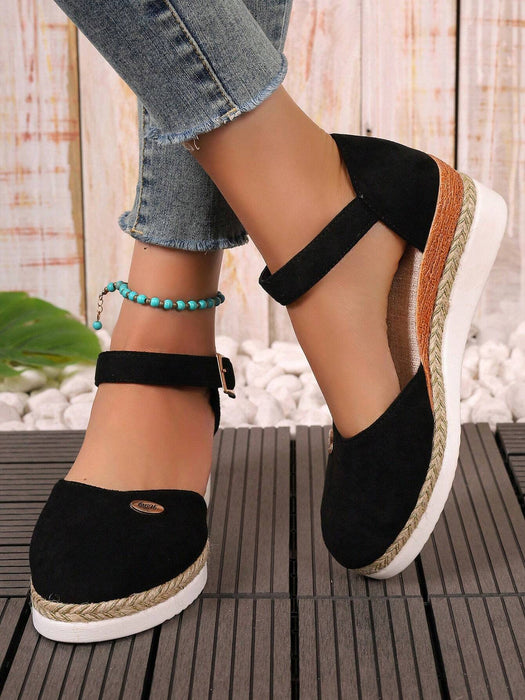Shein Zapatos de paja tejida para mujer con correa de hebilla y plataforma - Quierox - Tienda Online
