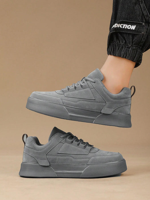 SHEIN Zapatos de skate de hombre de color gris sólido con cordones - Quierox - Tienda Online