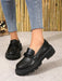 Shein Zapatos negros preppy para mujer, mocasines con plataforma y cadena - Quierox - Tienda Online