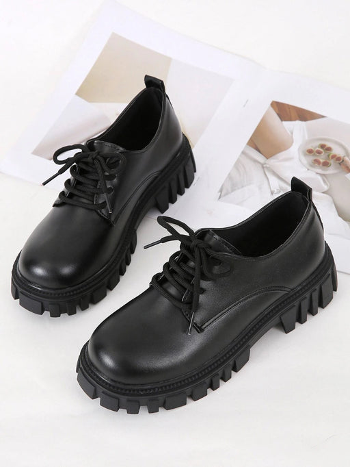 Shein Zapatos Oxford gruesos minimalistas con cordones en la parte delantera - Quierox - Tienda Online