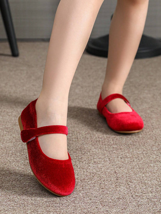 SHEIN Zapatos planos rojos para niñas, zapatos de otoño para niñas - Quierox - Tienda Online