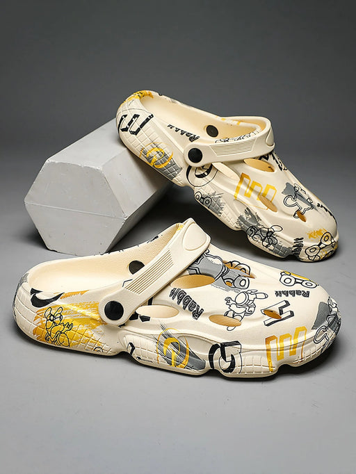 SHEIN Zuecos ventilados con estampado de letras en bloques de color para hombre - Quierox - Tienda Online