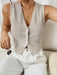 SHEN Camiseta sin mangas a rayas con botones delanteros Frenchy para mujer - Quierox - Tienda Online