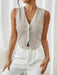 SHEN Camiseta sin mangas a rayas con botones delanteros Frenchy para mujer - Quierox - Tienda Online