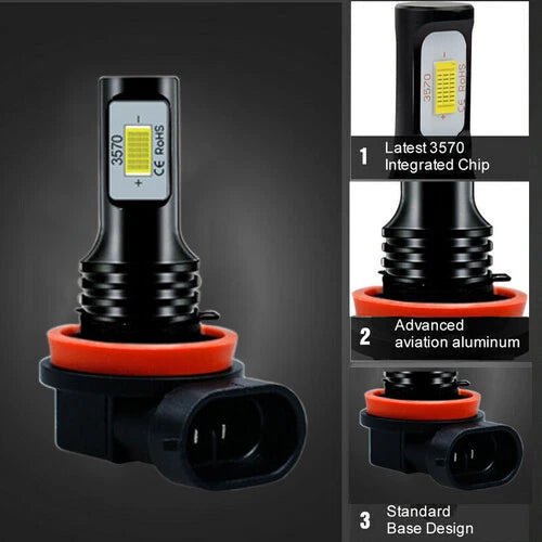 SHENKENUO Bombillas LED para faros delanteros H11 6000K blancas de luz baja brillante - Quierox - Tienda Online