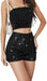 Shorts de lentejuelas brillantes elásticos de cintura alta en línea A para mujer, para fiesta - Quierox - Tienda Online