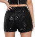 Shorts de lentejuelas brillantes elásticos de cintura alta en línea A para mujer, para fiesta - Quierox - Tienda Online