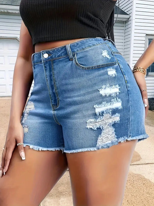 Shorts de mezclilla elásticos de talla grande para mujer - Quierox - Tienda Online