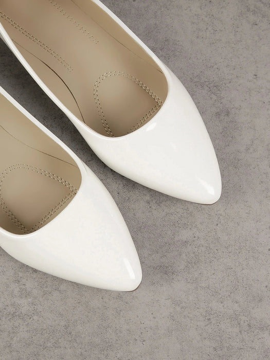 SHUZIA Zapato plano de puntera puntiaguda de patente blanca glamorosa - Quierox - Tienda Online