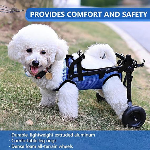 Silla de ruedas para perros actualizada para patas traseras(azul, S) - Quierox - Tienda Online