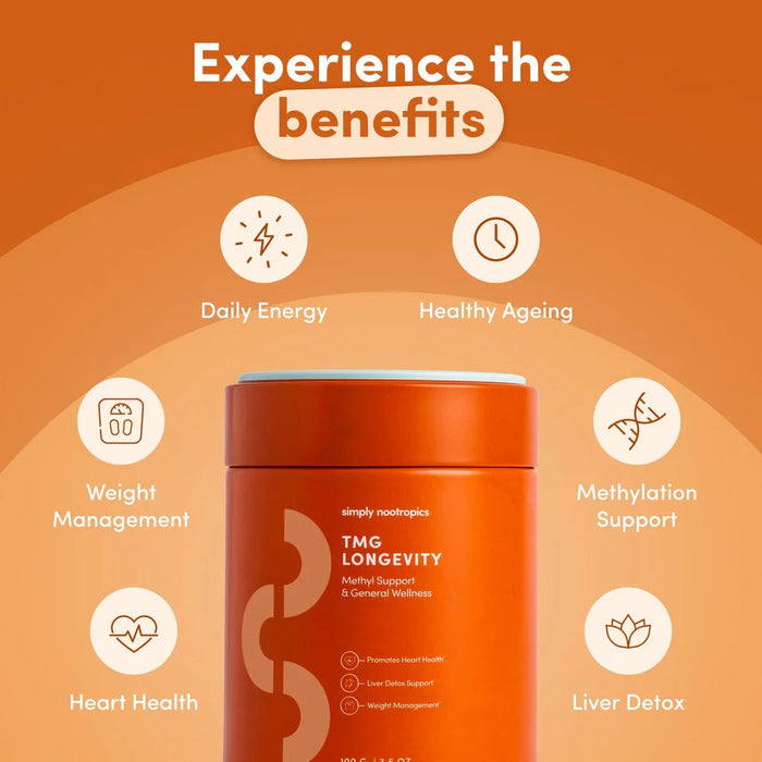Simply Nootropics TMG en polvo (100 g) Betaína para la donación de metilo - Quierox - Tienda Online