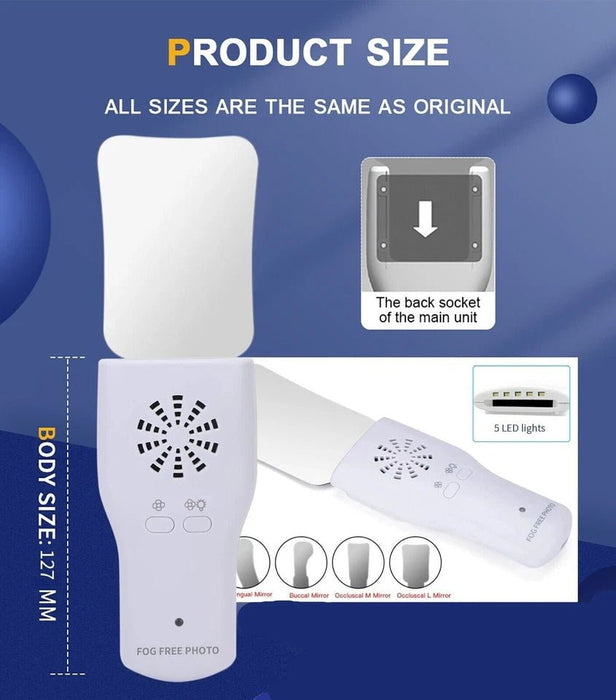 Sistema de fotografía intraoral dental Espejo oclusal 4* Espejo antivaho LED - Quierox - Tienda Online
