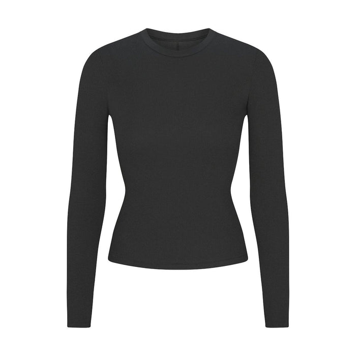 SKIMS CAMISETA DE MANGA LARGA DE CANALÉ DE ALGODÓN - Quierox - Tienda Online