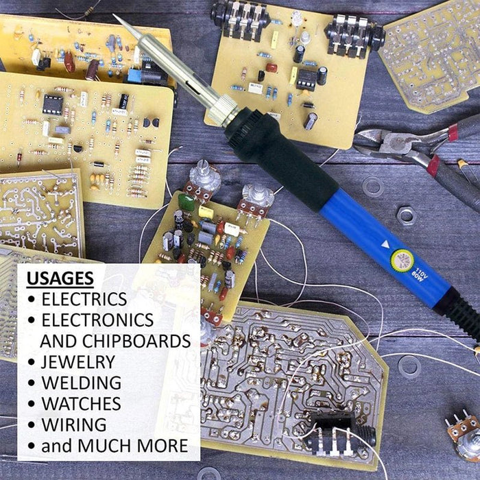 Soldador eléctrico de temperatura ajustable, 220V, 60W con conector europeo - Quierox - Tienda Online