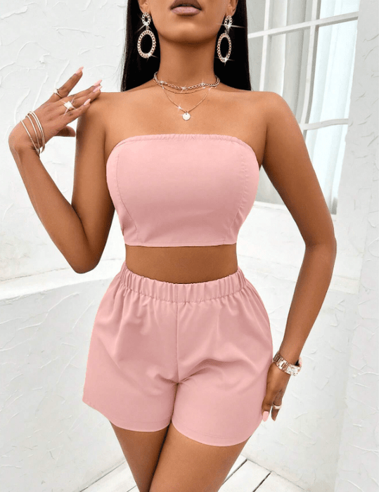 SOLERSUN Top tubo liso, pantalones cortos y abrigo - Quierox - Tienda Online