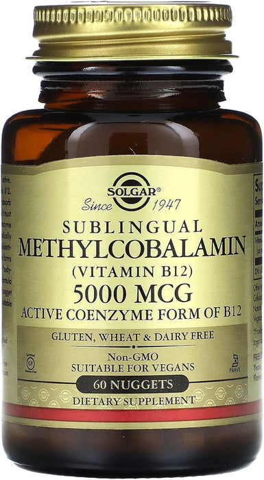 Solgar Metilcobalamina (Vitamina B12) 5000 mcg, Sabor a cereza - Apoya el metabolismo energético - Quierox - Tienda Online